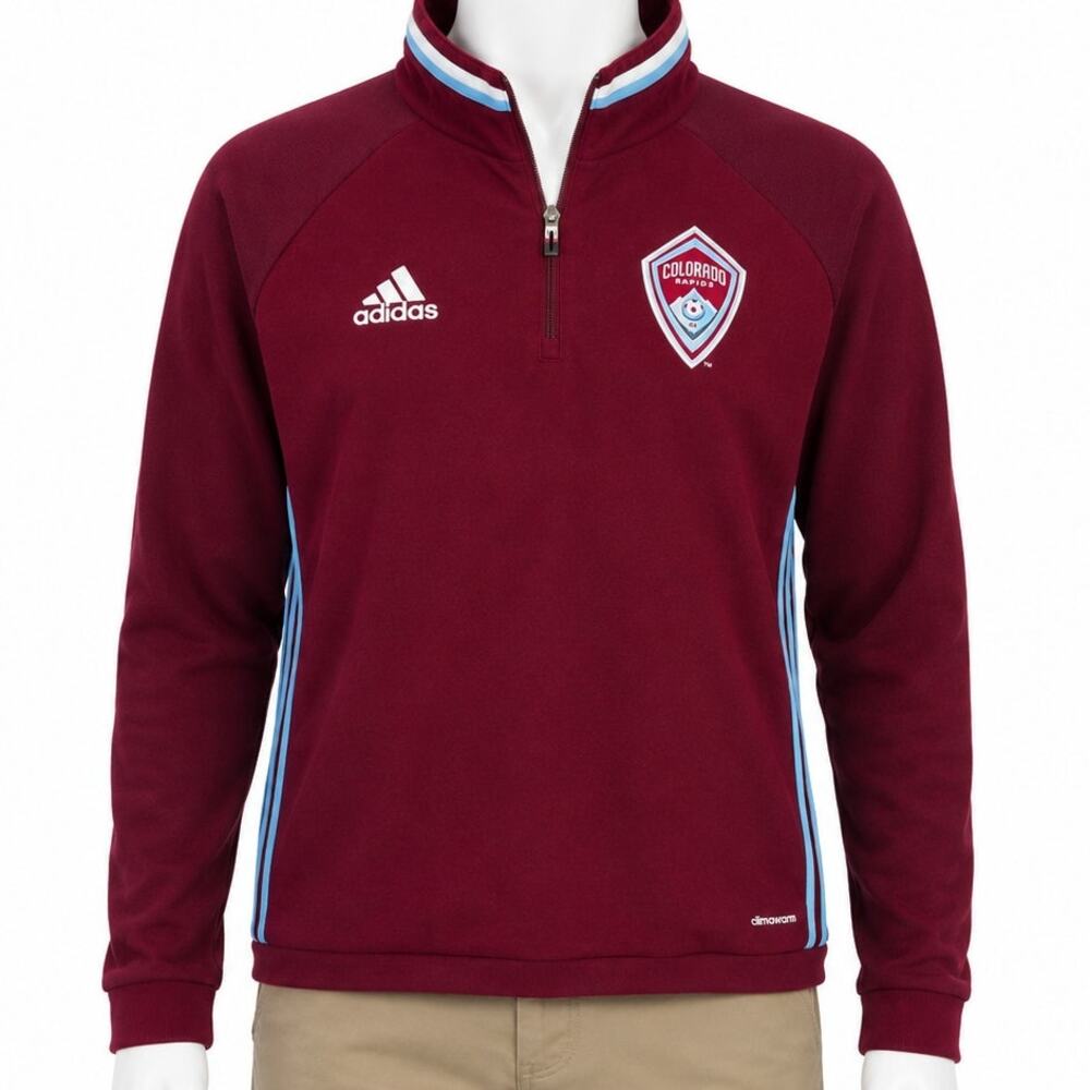 Adidas Colorado Rapids MLS Soccer 1/4 Zip Pullover Shirt Mens Sz L Burgundy